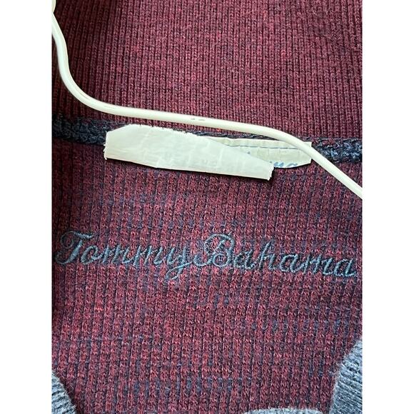 Tommy Bahama Men's XL Blue/Maroon Reversible 1/4 Zip Long Sleeve Sweater - Picture 5 of 10